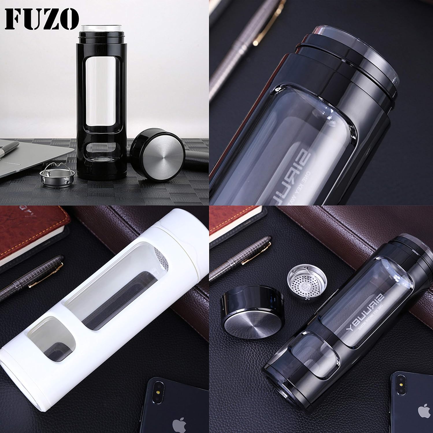 Rapid Blend Stainless Steel Glass Bottle with Pill Holder - Assorted