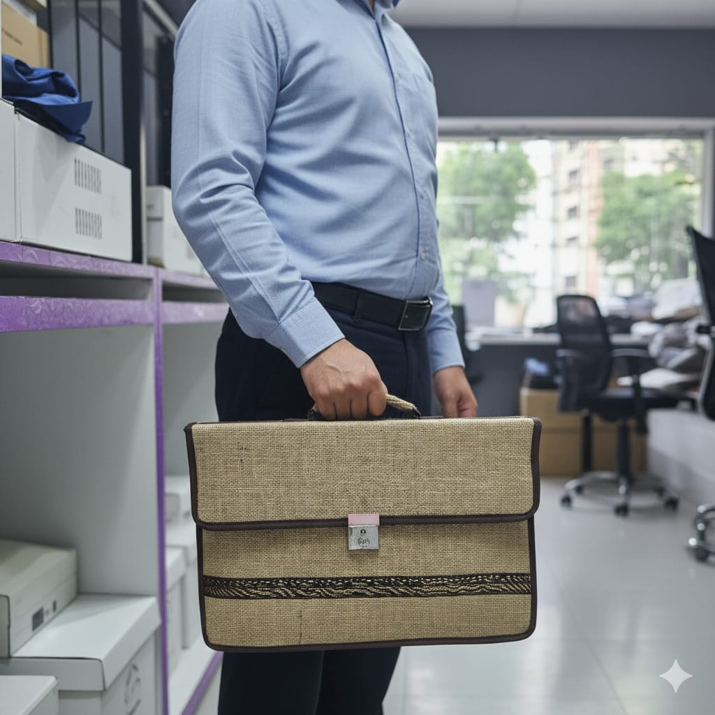 Jute Laptop Bag Eco-Friendly Style Meets Functionality for Official Use with 15.6 Inch Screen for Professional Work & Travel