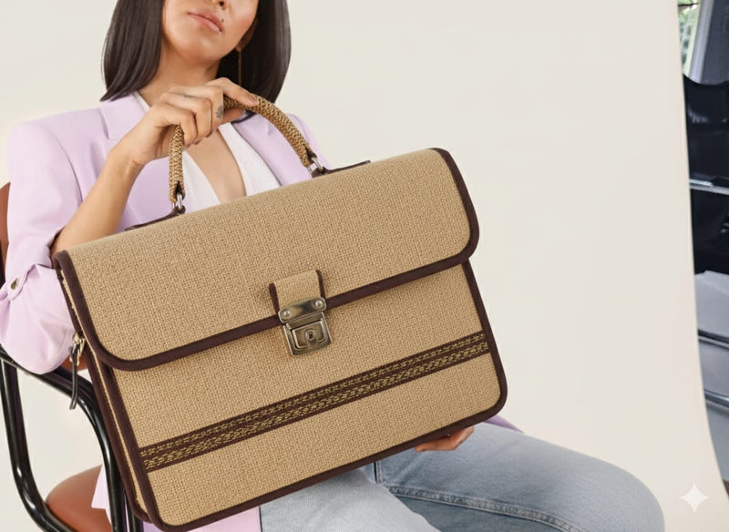 Jute Laptop Bag Eco-Friendly Style Meets Functionality for Official Use with 15.6 Inch Screen for Professional Work & Travel